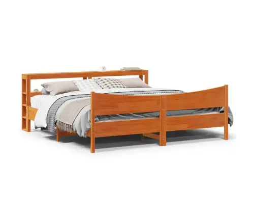 Gultas Rāmis Ar Galvgali, Vaska Brūnas, 180X200 Cm, Priede Vidaxl