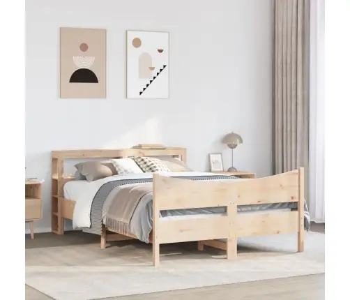 Gultas Rāmis Ar Galvgali, 140X200 Cm, Priedes Masīvkoks Vidaxl