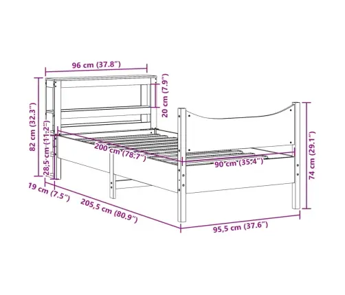 Lovos Rėmas Su Galvūgaliu, Baltas, 90X200cm Pušies Masyvas