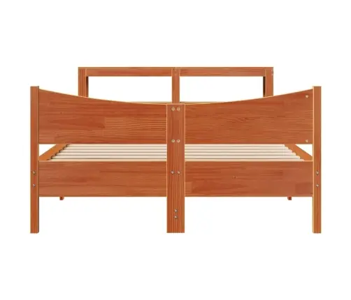 Gultas Rāmis Ar Galvgali, Vaska Brūnas, 140X190 Cm, Priede Vidaxl