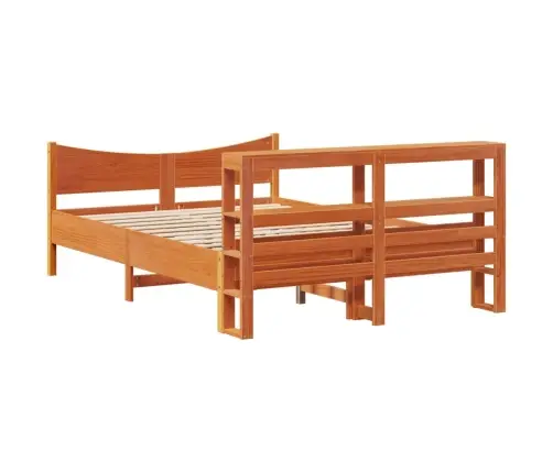 Gultas Rāmis Ar Galvgali, Vaska Brūnas, 140X190 Cm, Priede Vidaxl