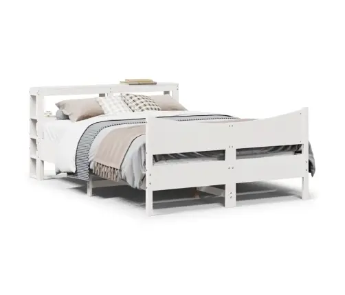 Voodiraam Peatsiga, Valge ,135 X 190 cm Männipuit