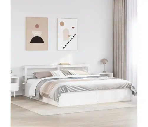 Gultas Rāmis Ar Galvgali, Balts, 200X200 Cm, Priedes Masīvkoks Vidaxl