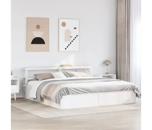 Gultas Rāmis Ar Galvgali, Balts, 180X200 Cm, Priedes Masīvkoks Vidaxl