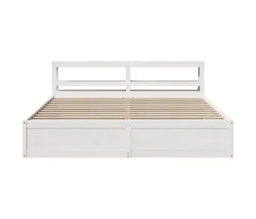 Gultas Rāmis Ar Galvgali, Balts, 180X200 Cm, Priedes Masīvkoks Vidaxl
