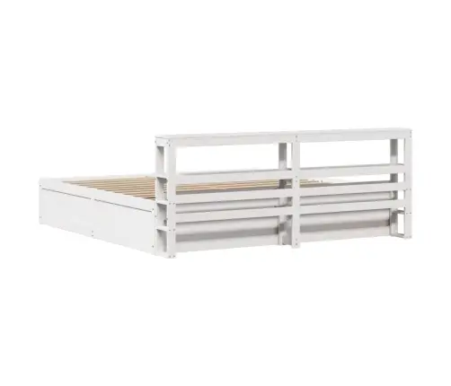 Gultas Rāmis Ar Galvgali, Balts, 180X200 Cm, Priedes Masīvkoks Vidaxl