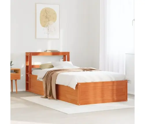 Gultas Rāmis Ar Galvgali, Vaska Brūnas, 100X200 Cm, Priede Vidaxl