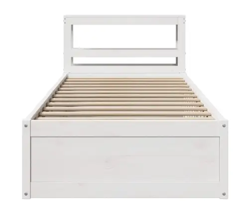 Gultas Rāmis Ar Galvgali, Balts, Priedes Masīvkoks, 90X200 Cm Vidaxl