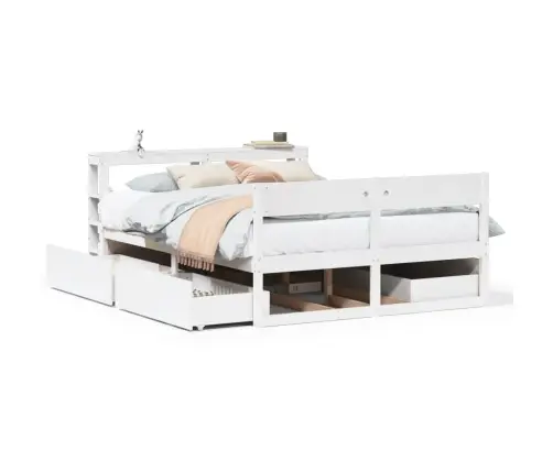 Gulta Bez Matrača, Balts, 160X200 Cm, Priedes Masīvkoks Vidaxl