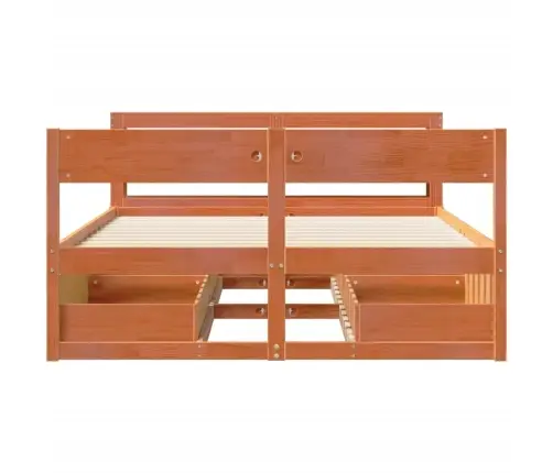 Gulta Bez Matrača, Vaska Brūnas, 140X190 Cm, Priedes Masīvkoks Vidaxl