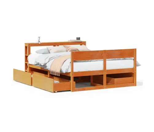 Voodiraam Ilma Madratsita, Vahapruun, 135 X 190 cm Männipuit