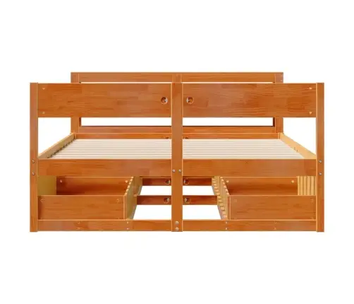 Voodiraam Ilma Madratsita, Vahapruun, 135 X 190 cm Männipuit