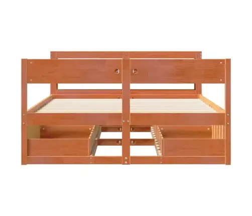 Gulta Bez Matrača, Vaska Brūnas, 120X190 Cm, Priedes Masīvkoks Vidaxl