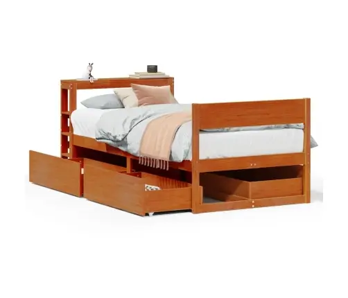 Gulta Bez Matrača, Vaska Brūnas, 90X190 Cm, Priedes Masīvkoks Vidaxl