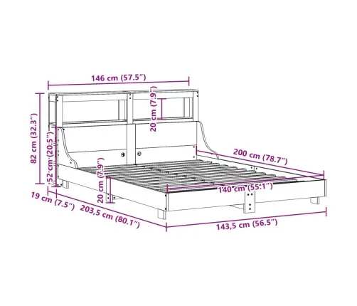 Lovos Rėmas Be Čiužinio, Baltas, 140X200cm Pušies Masyvas