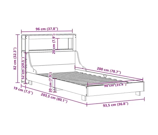 Lovos Rėmas Be Čiužinio, Baltas, 90X200cm Pušies Masyvas