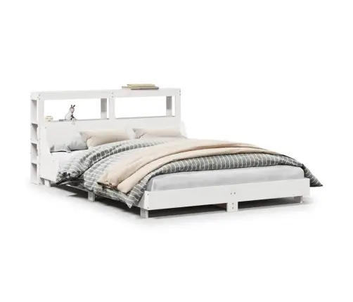 Gulta Bez Matrača, Balts, 140X190 Cm, Priedes Masīvkoks Vidaxl