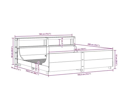 Lovos Rėmas Be Čiužinio, Baltas, 180X200cm Pušies Masyvas
