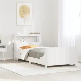 Gulta Bez Matrača, Balts, 90X200 Cm, Priedes Masīvkoks Vidaxl