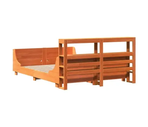 Gulta Bez Matrača, Vaska Brūnas, 135X190 Cm, Priedes Masīvkoks Vidaxl