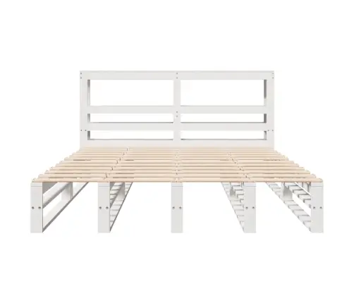 Gulta Bez Matrača, Balts, 150X200 Cm, Priedes Masīvkoks Vidaxl