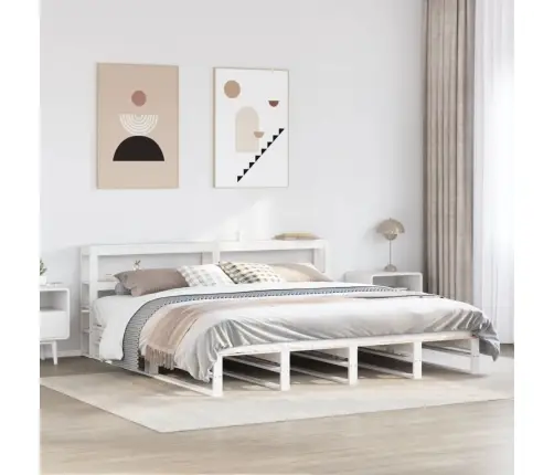 Gulta Bez Matrača, Balts, 200X200 Cm, Priedes Masīvkoks Vidaxl