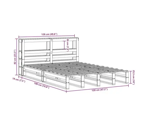Voodiraam Ilma Madratsita, Valge, 120 X 190 cm Männipuit