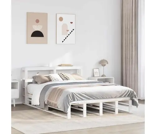 Gulta Bez Matrača, Balts, 140X190 Cm, Priedes Masīvkoks Vidaxl