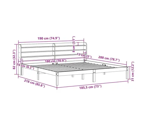 Voodiraam Ilma Madratsita, 180 X 200 cm Männipuit