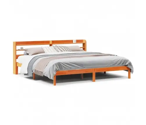 Voodiraam Peatsiga, Vahapruun, 200 X 200 cm Männipuit