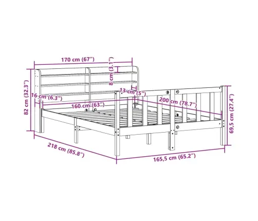Voodiraam Ilma Madratsita, Valge, 160 X 200 cm Männipuit