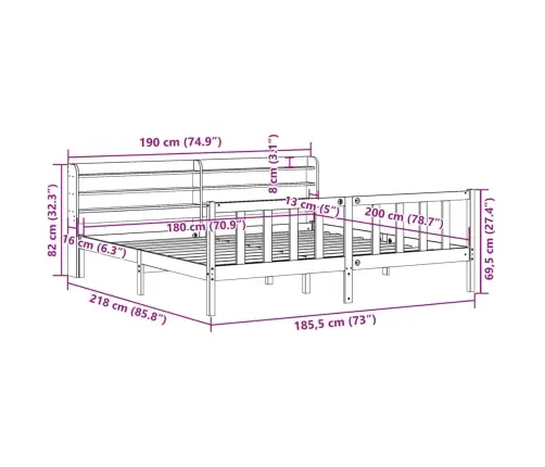 Voodiraam Ilma Madratsita, Valge, 180 X 200 cm Männipuit
