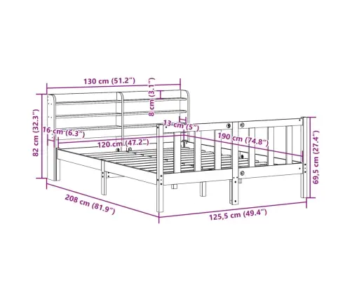 Lovos Rėmas Su Galvūgaliu, Vaško Rudas, 120X190cm Pušis
