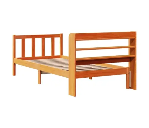 Gultas Rāmis Ar Galvgali, Vaska Brūnas, 100X200 Cm, Priede Vidaxl