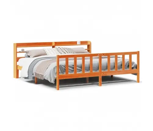 Gultas Rāmis Ar Galvgali, Vaska Brūnas, 180X200 Cm, Priede Vidaxl