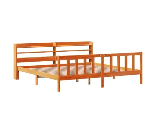 Gultas Rāmis Ar Galvgali, Vaska Brūnas, 200X200 Cm, Priede Vidaxl