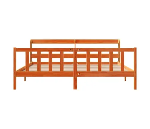 Gultas Rāmis Ar Galvgali, Vaska Brūnas, 200X200 Cm, Priede Vidaxl