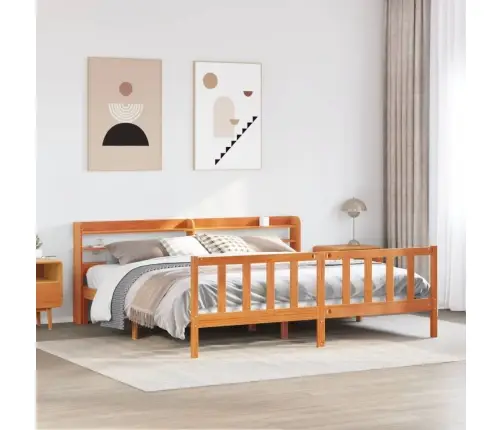 Gultas Rāmis Ar Galvgali, Vaska Brūnas, 200X200 Cm, Priede Vidaxl