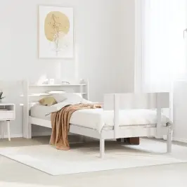 Gulta Bez Matrača, Balts, 75X190 Cm, Priedes Masīvkoks Vidaxl