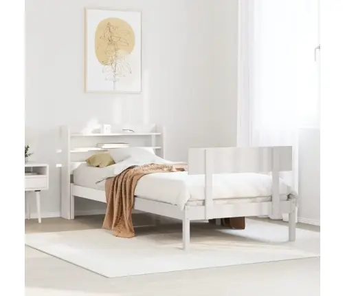 Gulta Bez Matrača, Balts, 90X190 Cm, Priedes Masīvkoks Vidaxl