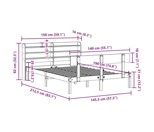 Lovos Rėmas Be Čiužinio, 140X190cm Pušis