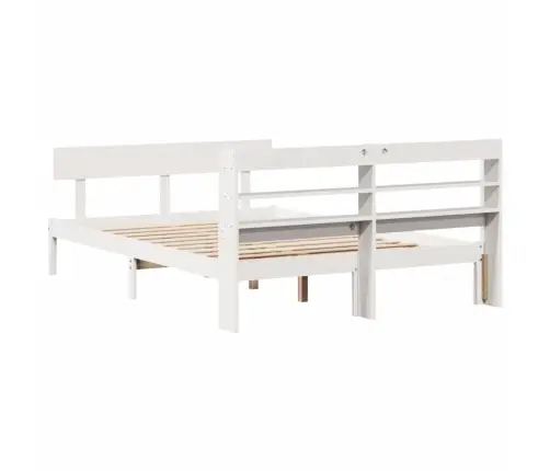 Gulta Bez Matrača, Balts, 160X200 Cm, Priedes Masīvkoks Vidaxl