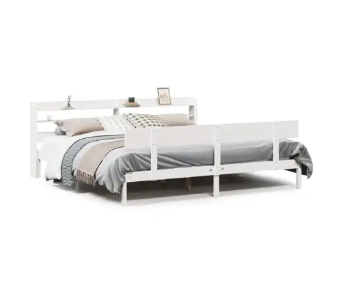 Gulta Bez Matrača, Balts, 180X200 Cm, Priedes Masīvkoks Vidaxl