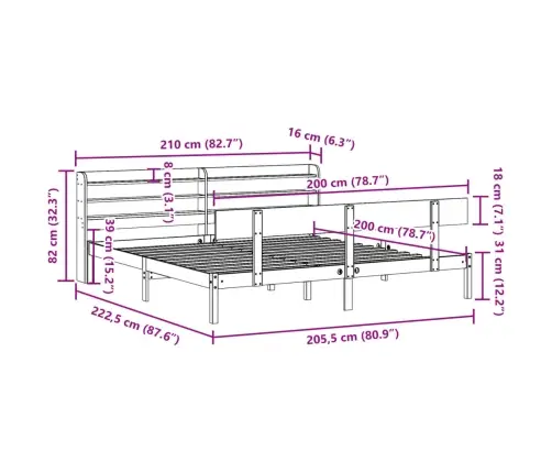 Gulta Bez Matrača, 200X200 Cm, Priedes Masīvkoks Vidaxl
