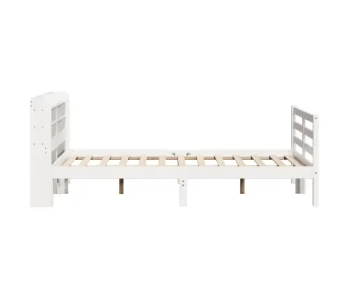 Gultas Rāmis Ar Galvgali, Balts, 120X190 Cm, Priedes Masīvkoks Vidaxl