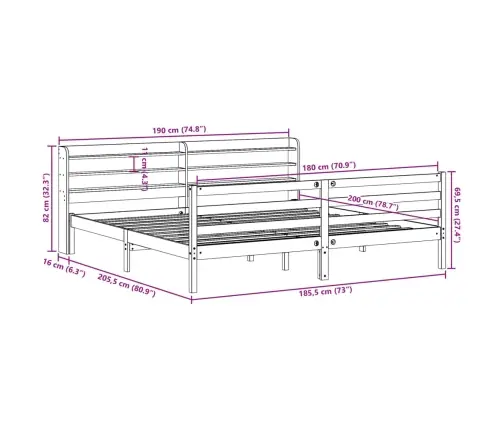 Lovos Rėmas Su Galvūgaliu, 180X200cm Pušis