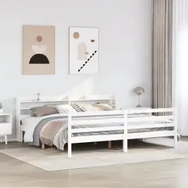 Gultas Rāmis Ar Galvgali Bez Matrača, Balts, 180X200 Cm Vidaxl