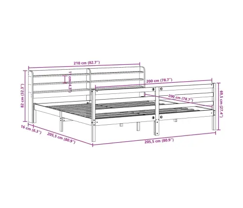Voodiraam Peatsiga, 200 X 200 cm Männipuit