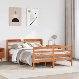 Gulta Bez Matrača, Vaska Brūnas, 120X200 Cm, Priedes Masīvkoks Vidaxl