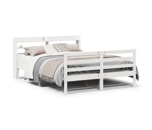 Gultas Rāmis Ar Galvgali Bez Matrača, Balts, 140X200 Cm Vidaxl